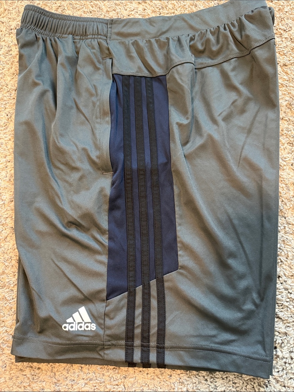 adidas Men’s Gray Athletic Shorts with Navy & Black Trim